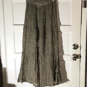 MATCH POINT 100% LINEN WIDE LEG LONG PANTS